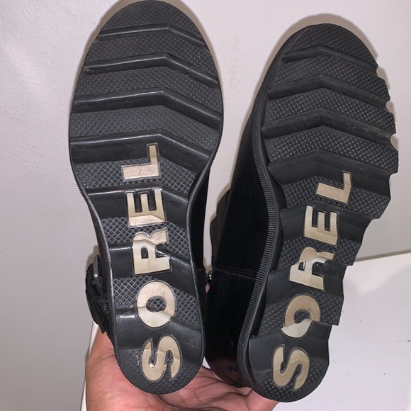 SOREL Joan of Arctic Waterproof Leather Wedge II Buckle Boot BLACK size 6.5 us - Picture 6 of 8